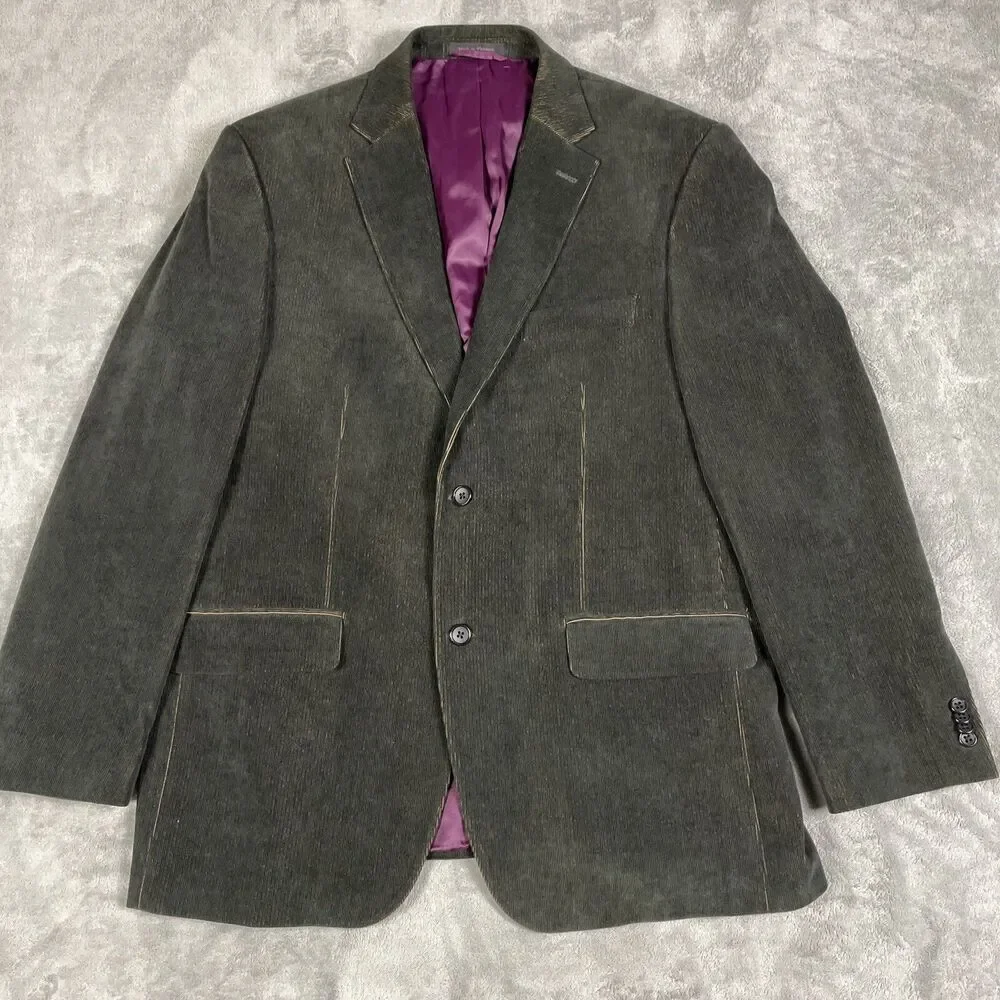 Sean John 44R Mens 2 Button Corduroy Blazer Sport Coat Jacket Brown